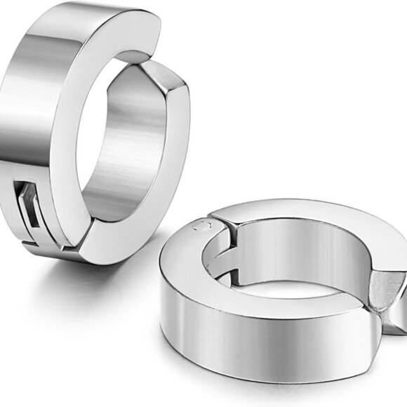 Stylish Stainless Steel Clip-On Huggie Hoops - Non-Piercing Earrings for All - Picture 2 of 7